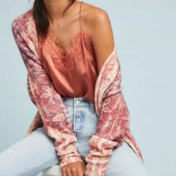 Anthropologie Akemi + Kin Laurel Canyon Cream Pink Wool Alpaca Knit Cardigan - Picture 3 of 16